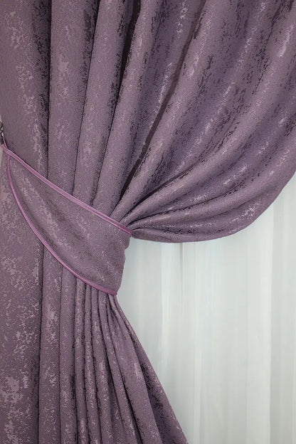 High-quality purple linen curtains with a smooth, matte finish, bringing warmth and refinement to any space.
