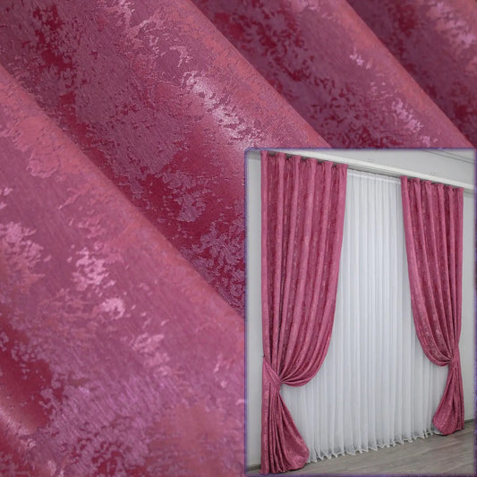 Elegant raspberry jacquard curtains with a deep, rich hue, perfect for adding bold elegance to any home décor.
