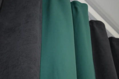 Elegant and stylish anthracite (charcoal) and aqua (emerald, turquoise) combined microvelvet curtains for a contemporary and cozy atmosphere.
