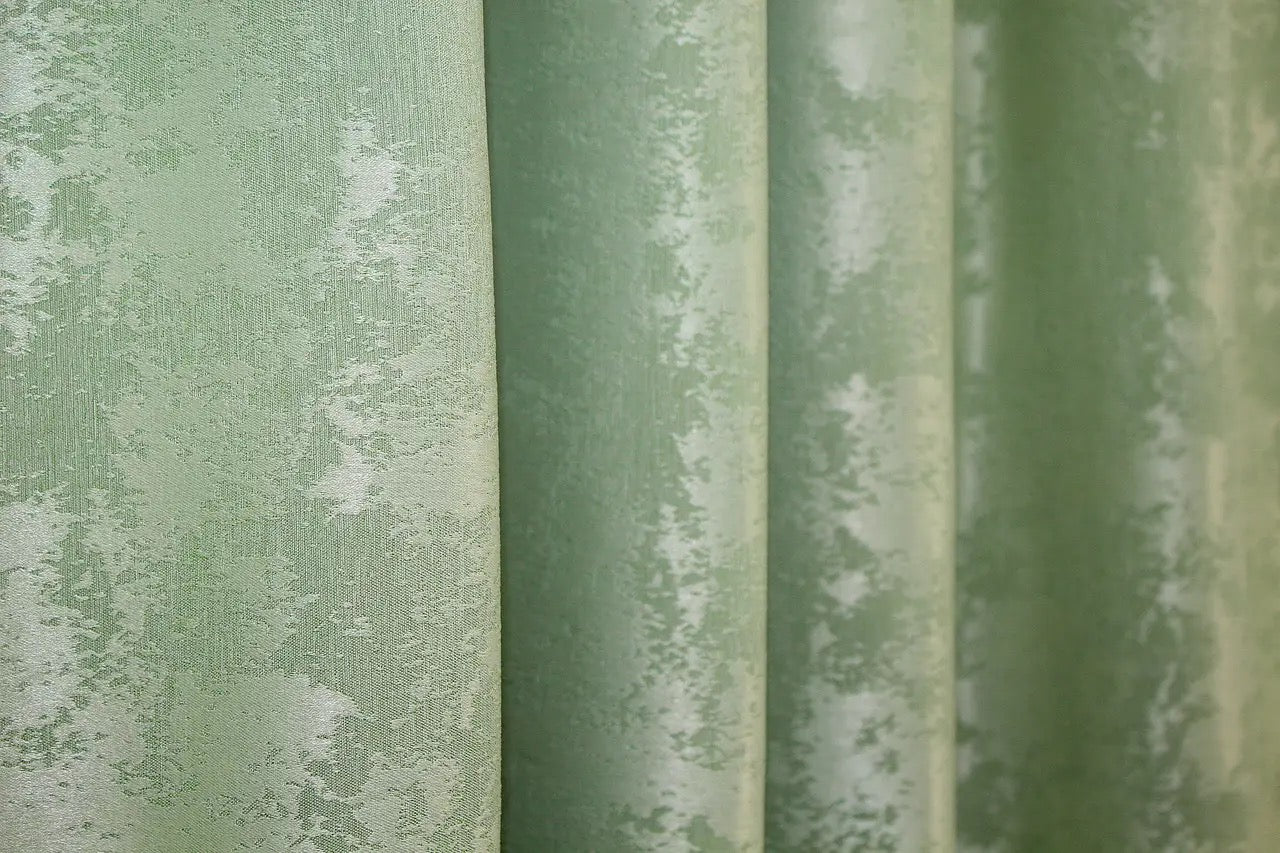 High-quality mint curtains made from premium jacquard fabric, creating a serene yet stylish and luxurious atmosphere.
