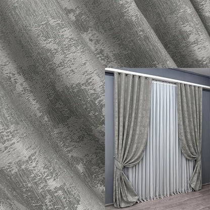 Elegant silver jacquard curtains from the "Sultan XO" collection – a premium set of 2 panels for refined home décor.
