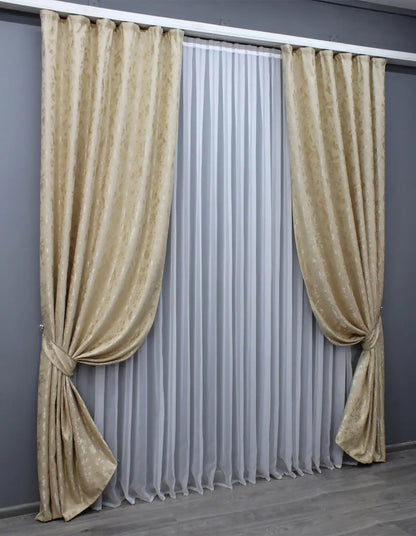 Premium beige linen curtains with light-filtering properties, ideal for stylish and cosy spaces.
