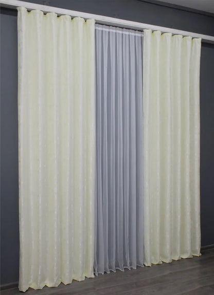 Premium cream linen curtains with a textured finish, bringing softness and elegance to any room.
