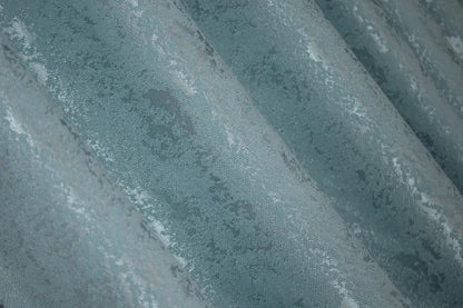 Contemporary sky blue marble-patterned linen curtains, ideal for minimalist and sophisticated interiors.
