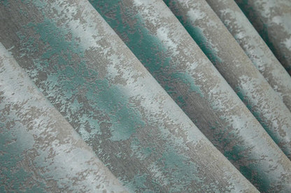 Neutral steel teal jacquard curtains designed for both contemporary and classic home styling.
