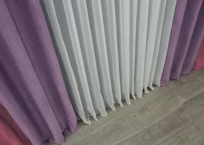 Luxury raspberry and violet two-tone curtains that offer both privacy and a bold aesthetic, perfect for dynamic living environments.
