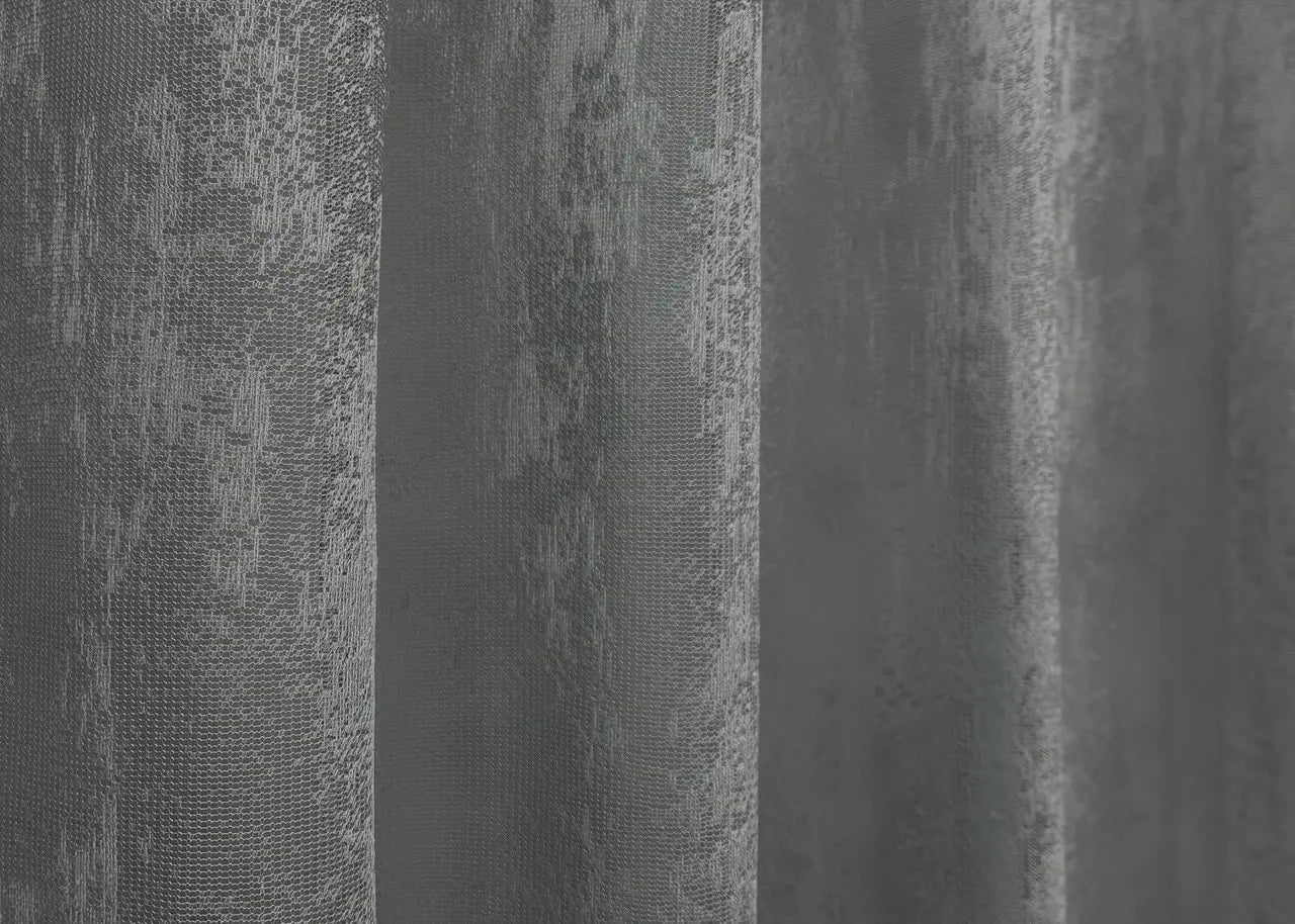 Airy jacquard curtain in dark graphite – ideal for loft or urban style