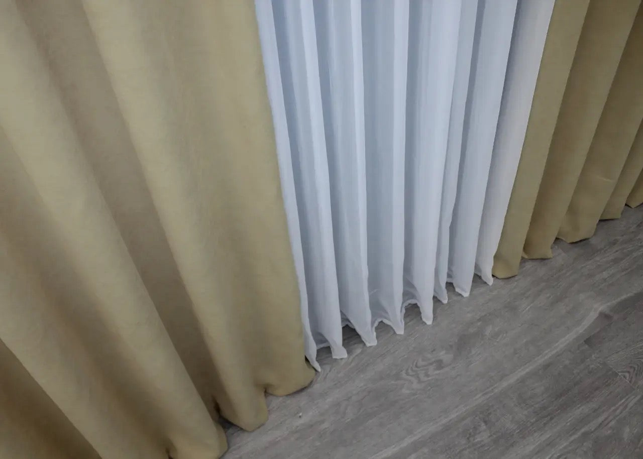 Premium champagne beige curtains, a luxurious touch for elegant home interiors.
