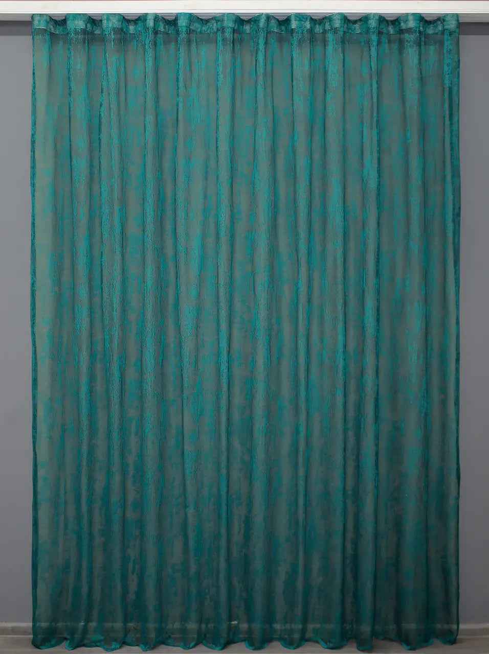 Airy turquoise curtain in jacquard mesh – 3x2.7m ready-made