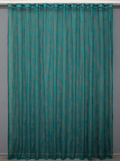 Airy turquoise curtain in jacquard mesh – 3x2.7m ready-made