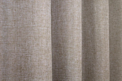 Vintage burlap linen drapes with a charming country-style texture, perfect for soft light diffusion.
