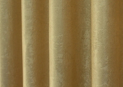 Warm matte gold linen curtains with a rustic, breathable texture, ideal for bright and airy spaces.
