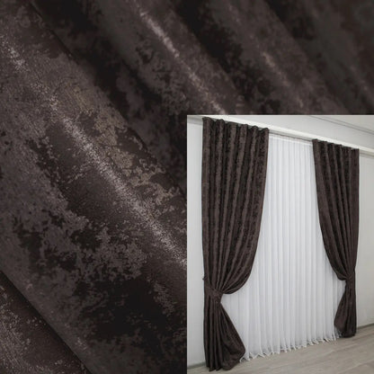 Elegant wenge jacquard curtains from the "Sultan XO" collection – a premium set of 2 panels for sophisticated home décor.
